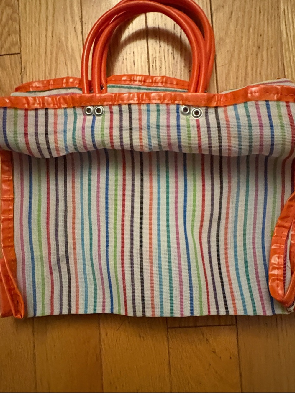 Frida Kahlo Floral Cartoon Tote Bag - Orange Trim - Picture 3 of 4